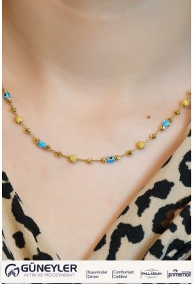 NAZAR BONCUKLU DORİKA KOLYE 22 AYAR A078494 NAZAR BONCUKLU DORİKA KOLYE 22 AYAR A078494