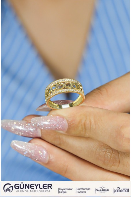 KALPLİ YARIM TUR YÜZÜK 14 AYAR A080532 KALPLİ YARIM TUR YÜZÜK 14 AYAR A080532