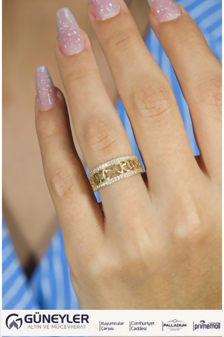 KALPLİ YARIM TUR YÜZÜK 14 AYAR A080532 KALPLİ YARIM TUR YÜZÜK 14 AYAR A080532