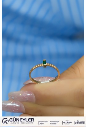 YEŞİL TAŞLI YÜZÜK 14 AYAR A048359