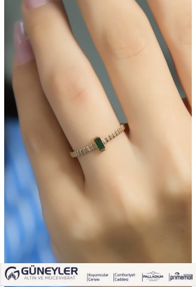 YEŞİL TAŞLI YÜZÜK 14 AYAR A048359