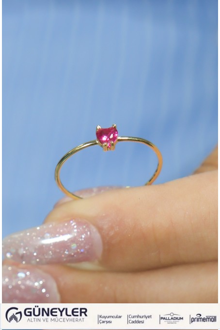 PEMBE TAŞLI TEKTAŞ YÜZÜK 14 AYAR A080538 PEMBE TAŞLI TEKTAŞ YÜZÜK 14 AYAR A080538