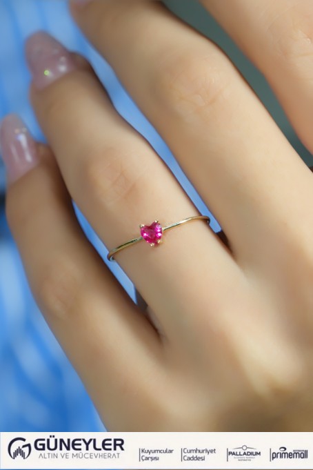 PEMBE TAŞLI TEKTAŞ YÜZÜK 14 AYAR A080538 PEMBE TAŞLI TEKTAŞ YÜZÜK 14 AYAR A080538