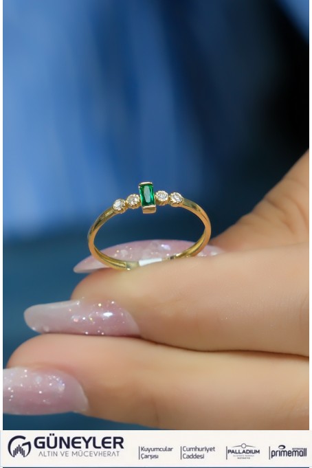 YEŞİL TAŞLI FANTAZİ YÜZÜK 14 AYAR A080545 YEŞİL TAŞLI FANTAZİ YÜZÜK 14 AYAR A080545