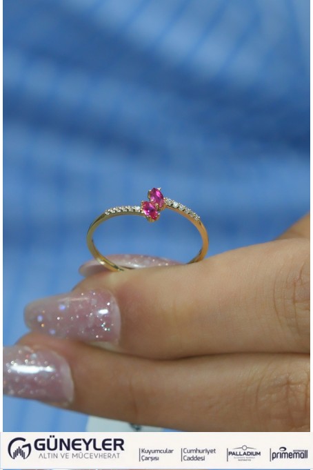 PEMBE TAŞLI YÜZÜK 14 AYAR A080547 PEMBE TAŞLI YÜZÜK 14 AYAR A080547