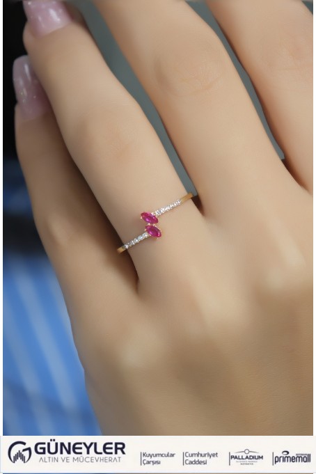 PEMBE TAŞLI YÜZÜK 14 AYAR A080547 PEMBE TAŞLI YÜZÜK 14 AYAR A080547
