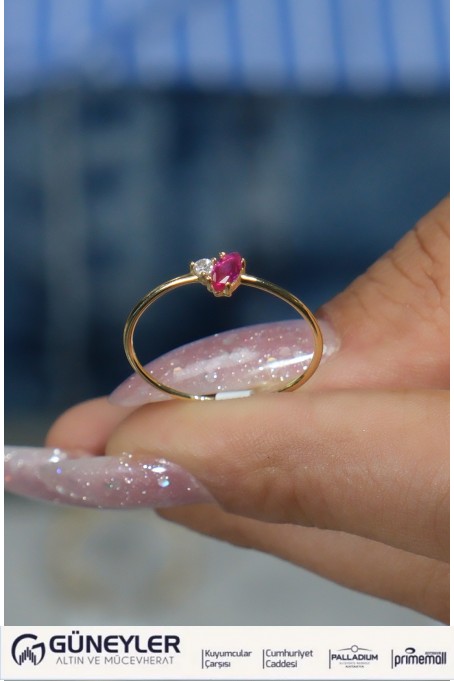 PEMBE TAŞLI YÜZÜK 14 AYAR A080549 PEMBE TAŞLI YÜZÜK 14 AYAR A080549