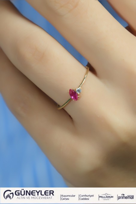 PEMBE TAŞLI YÜZÜK 14 AYAR A080549 PEMBE TAŞLI YÜZÜK 14 AYAR A080549