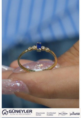 MAVİ TAŞLI YÜZÜK 14 AYAR A080550