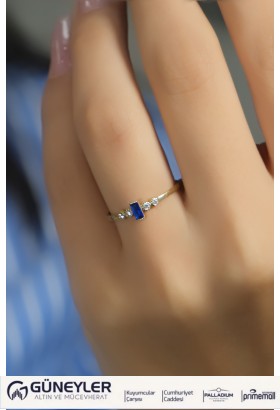 MAVİ TAŞLI YÜZÜK 14 AYAR A080550