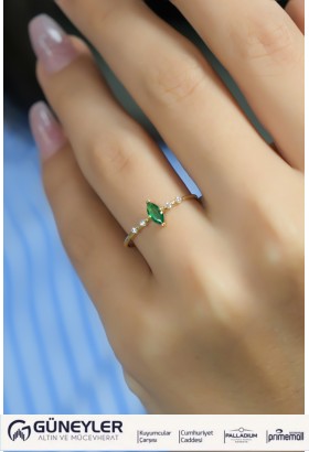 YEŞİL TAŞLI YÜZÜK 14 AYAR A080555