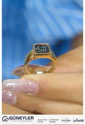 SİYAH TAŞLI YÜZÜK 14 AYAR AT04965 SİYAH TAŞLI YÜZÜK 14 AYAR AT04965