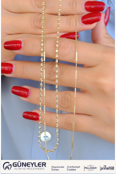 ÇİFT SIRA ZİNCİR KOLYE 14 AYAR A084995 ÇİFT SIRA ZİNCİR KOLYE 14 AYAR A084995