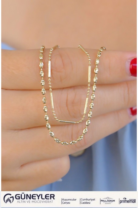 ÇİFT SIRA ZİNCİR KOLYE 14 AYAR A084995 ÇİFT SIRA ZİNCİR KOLYE 14 AYAR A084995