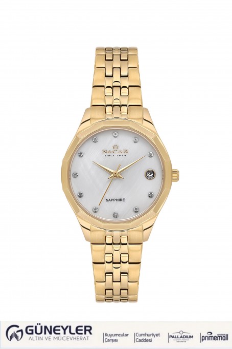 NACAR SARI METAL BAND KADIN KOL SAATİ NC34-39B715-DSMS