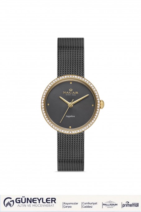 NACAR GRİ HASIR BAND KADIN KOL SAATİ NC17-3920594-GGMS