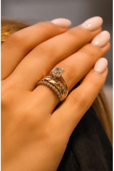 TEKTAŞLI ALYANS YÜZÜK 14 AYAR A029937