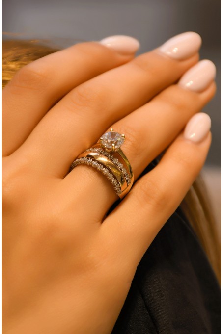 TEKTAŞLI ALYANS YÜZÜK 14 AYAR A029937 TEKTAŞLI ALYANS YÜZÜK 14 AYAR A029937