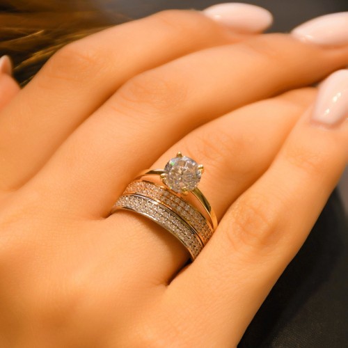 TEKTAŞLI ALYANS YÜZÜK 14 AYAR A029962