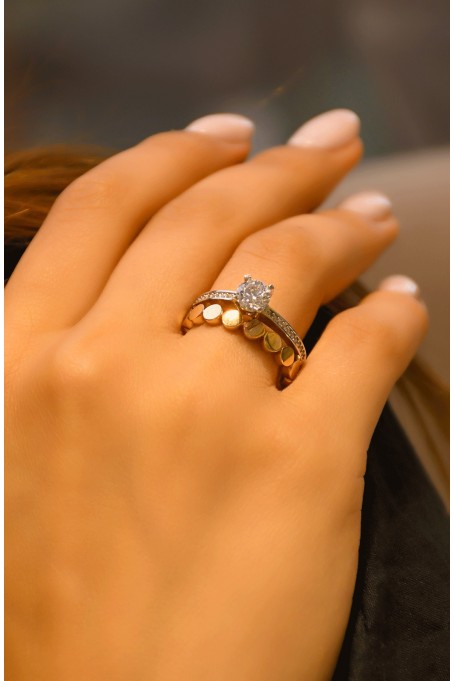 TEKTAŞLI ALYANS YÜZÜK 14 AYAR A030723