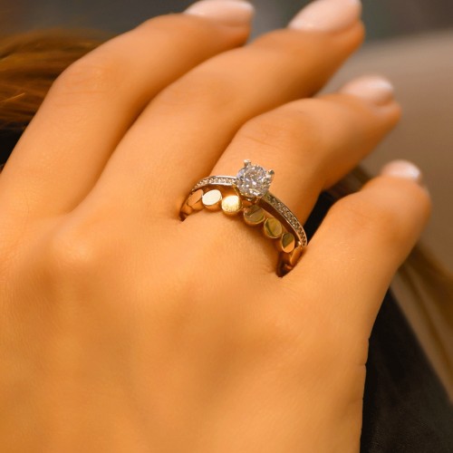 TEKTAŞLI ALYANS YÜZÜK 14 AYAR A030723 TEKTAŞLI ALYANS YÜZÜK 14 AYAR A030723