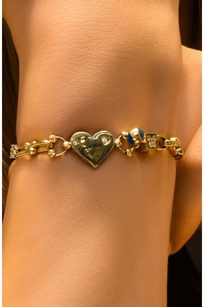 NAZAR BONCUKLU KALP BİLEKLİK 14 AYAR A058877 NAZAR BONCUKLU KALP BİLEKLİK 14 AYAR A058877