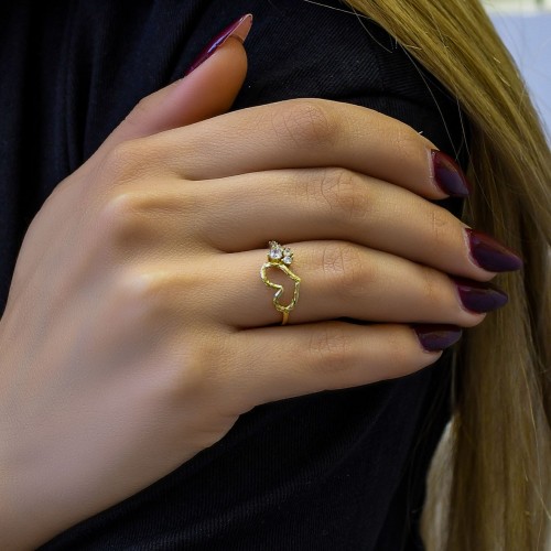 TAŞLI KALP ÇITIR YÜZÜK 14 AYAR A048387 TAŞLI KALP ÇITIR YÜZÜK 14 AYAR A048387