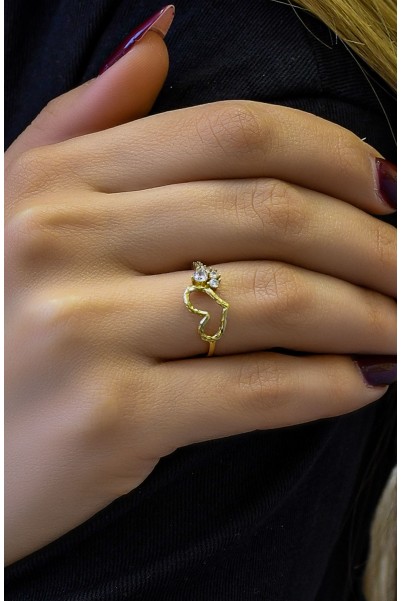 TAŞLI KALP ÇITIR YÜZÜK 14 AYAR A048387