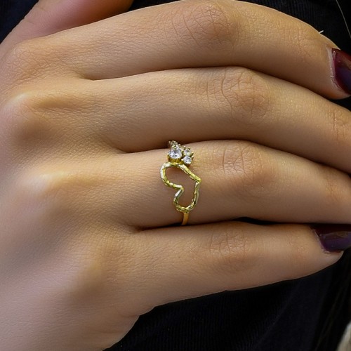 TAŞLI KALP ÇITIR YÜZÜK 14 AYAR A048387 TAŞLI KALP ÇITIR YÜZÜK 14 AYAR A048387