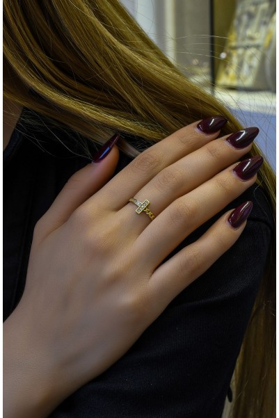 TAŞLI TASARIM YÜZÜK 14 AYAR A061109