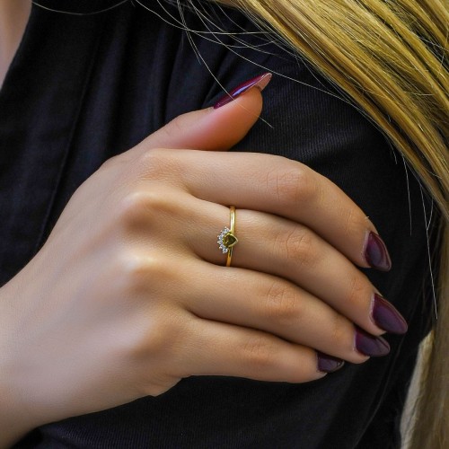 TAŞLI KALP YÜZÜK 14 AYAR A061110 TAŞLI KALP YÜZÜK 14 AYAR A061110