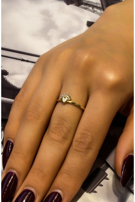 TAŞLI KALP YÜZÜK 14 AYAR A061110