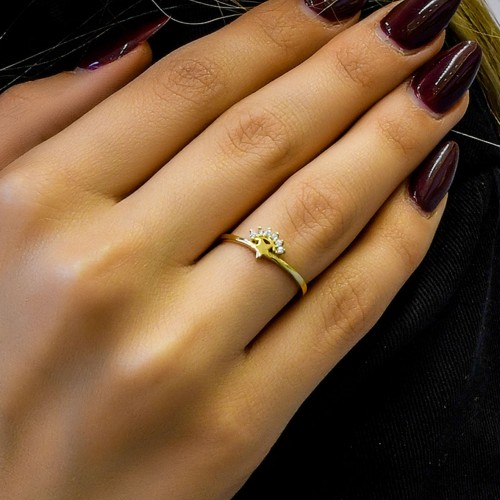 TAŞLI YILDIZ YÜZÜK 14 AYAR A064396 TAŞLI YILDIZ YÜZÜK 14 AYAR A064396