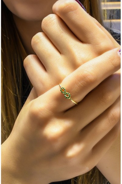 TAŞLI SONSUZLUK YÜZÜK 14 AYAR A064398