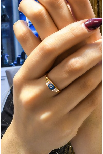 NAZAR BONCUK YÜZÜK 14 AYAR ATS8056 NAZAR BONCUK YÜZÜK 14 AYAR ATS8056