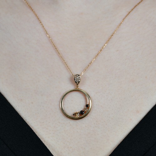 TAŞLI HALKA KOLYE 14 AYAR ATS9625