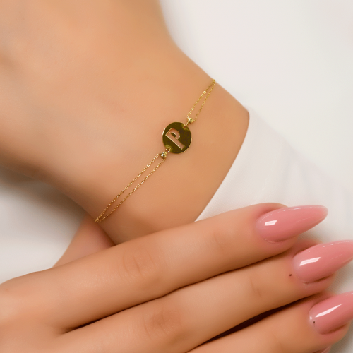 DORİKALI P HARF BİLEKLİK 14 AYAR A051297 DORİKALI P HARF BİLEKLİK 14 AYAR A051297