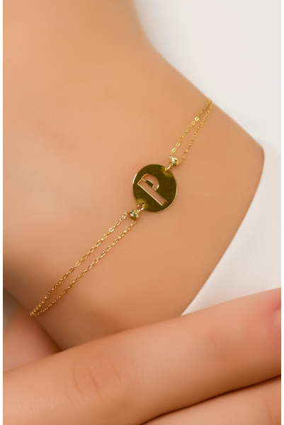 DORİKALI P HARF BİLEKLİK 14 AYAR A051297 DORİKALI P HARF BİLEKLİK 14 AYAR A051297