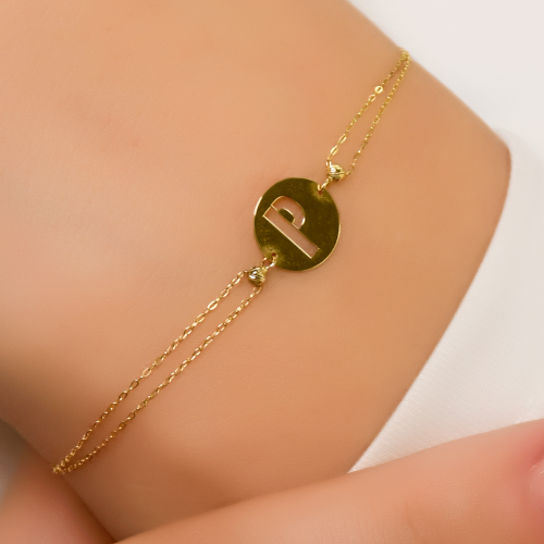 DORİKALI P HARF BİLEKLİK 14 AYAR A051297 DORİKALI P HARF BİLEKLİK 14 AYAR A051297