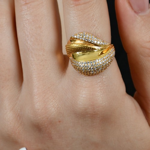 TAŞLI FANTAZİ YÜZÜK 22 AYAR A011589