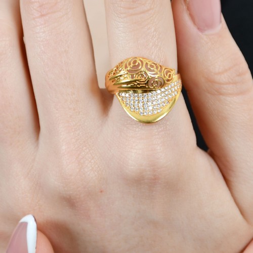 TAŞLI İŞLEMELİ YÜZÜK 22 AYAR A026012