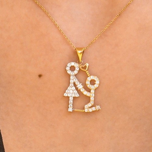 KALPLİ ÇİFT KOLYE 14 AYAR A001406 KALPLİ ÇİFT KOLYE 14 AYAR A001406