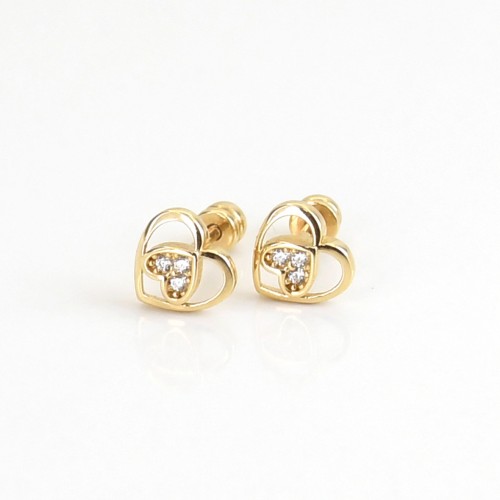 TAŞLI KALP KÜPE 14 AYAR A052249 TAŞLI KALP KÜPE 14 AYAR A052249