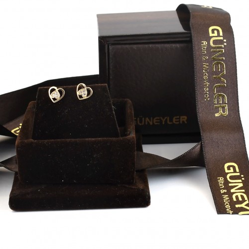 TAŞLI KALP KÜPE 14 AYAR A052249 TAŞLI KALP KÜPE 14 AYAR A052249