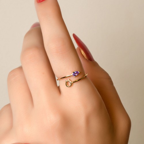 MOR TAŞ Ö HARF EKLEM YÜZÜK 14 AYAR A064781 MOR TAŞ Ö HARF EKLEM YÜZÜK 14 AYAR A064781