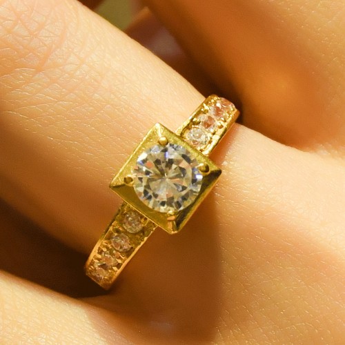 YAN KOLLARI TAŞLI TEKTAŞ YÜZÜK 22 AYAR A028589