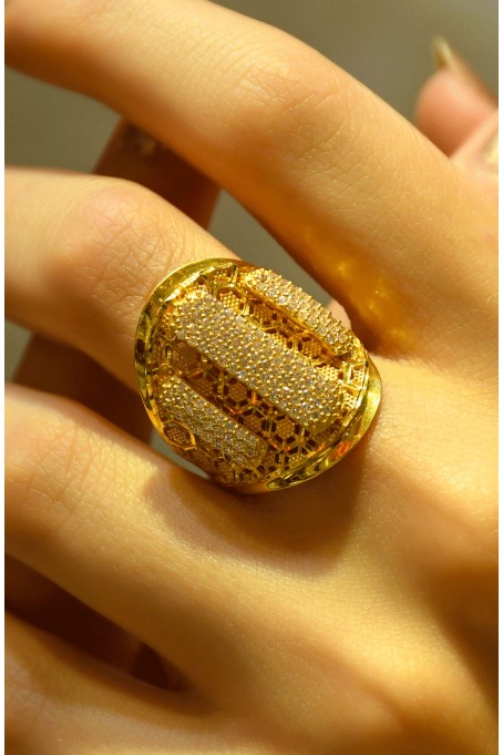 TAŞLI İŞLEMELİ YÜZÜK 22 AYAR A044268