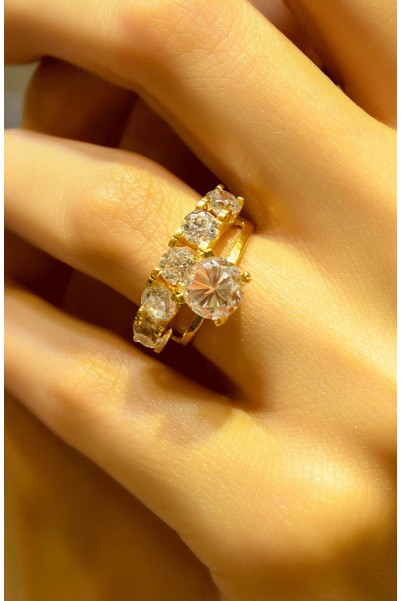 TEKTAŞ & BEŞTAŞ YÜZÜK 22 AYAR A044971 TEKTAŞ & BEŞTAŞ YÜZÜK 22 AYAR A044971