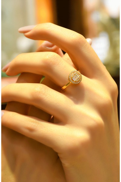 YUVARLAK BAGET YÜZÜK 22 AYAR A058411 YUVARLAK BAGET YÜZÜK 22 AYAR A058411