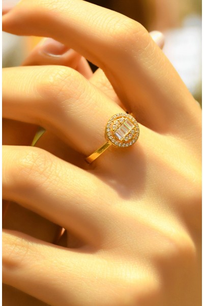 YUVARLAK BAGET YÜZÜK 22 AYAR A058411 YUVARLAK BAGET YÜZÜK 22 AYAR A058411